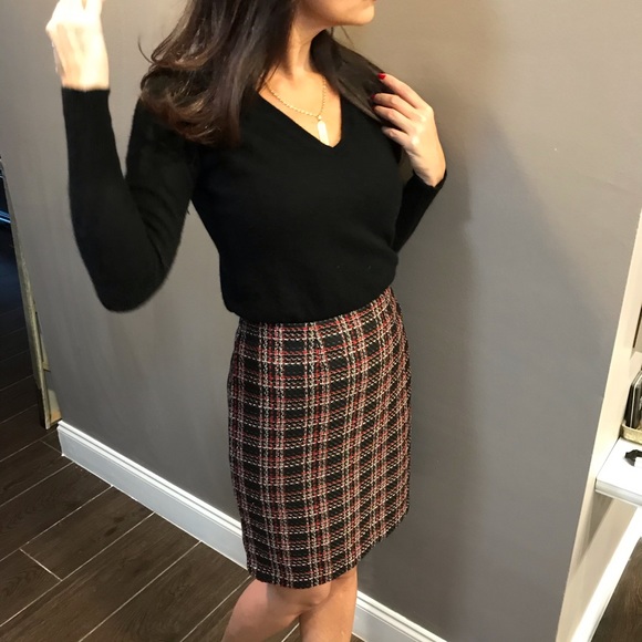 madison michelle Dresses & Skirts - Retro Classic Plaid Tweed Pencil Skirt